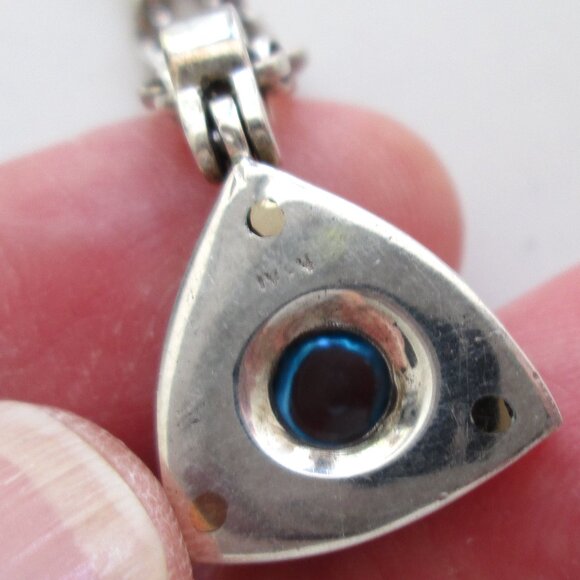 ✨💙 RARE IVAN DOBREN STERLING SILVER AND 14K GOLD BLUE TOPAZ PENDANT NECKLACE - Picture 6 of 16